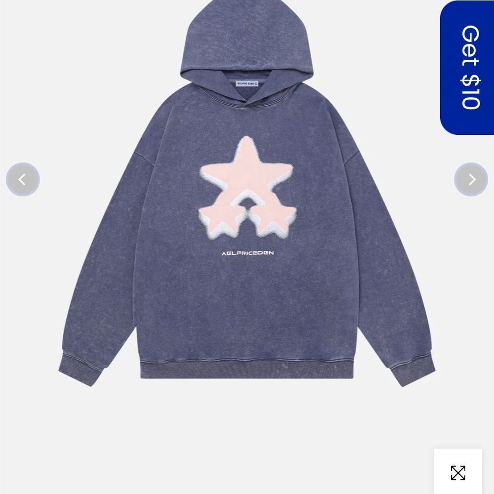 Aelfric Eden Purple Hoodie with Pink and White Star Design ☆oversized fit☆